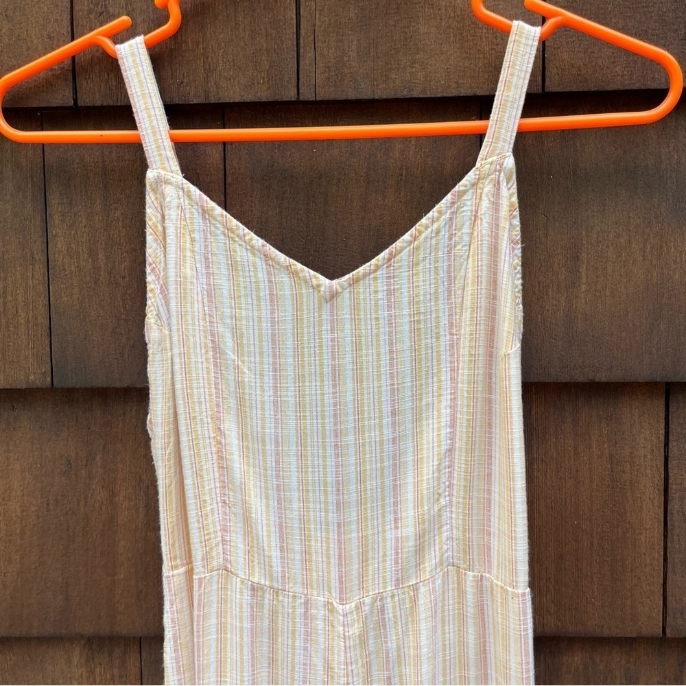 Roxy Feelings Explained Banana Creme Maui Stripe Cropped Jumpsuit Size XSmall - Picture 4 of 16